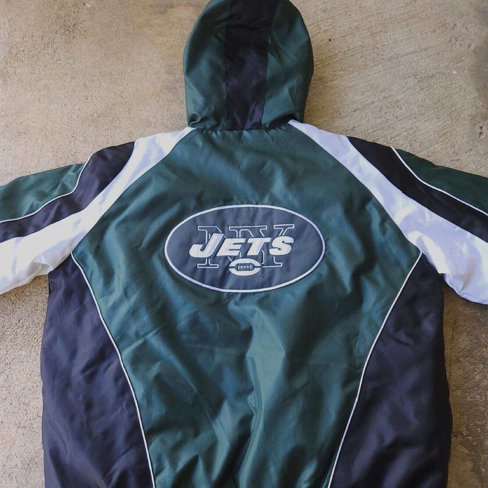 NY New York JETS NFL Oversized Green Zip Up Hoodie On Field Jacket Coat Size XL - Picture 9 of 16